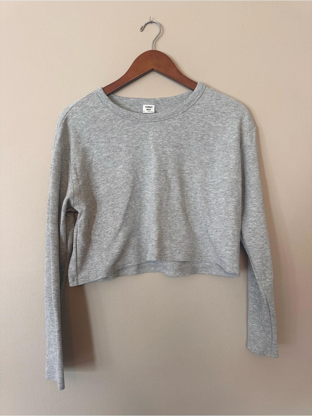 Sunday Best by Aritzia Gray Cropped Long Sleeve Tee